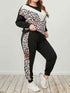 Plus Size Leopard Sweatshirt and Sweatpants Set - GiFTiFY