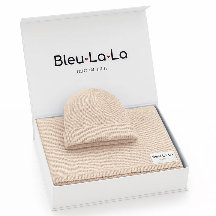 Luxe Collection 100% Organic Cotton Luxury Knit Baby Blanket + Hat Set with Gift Box - GiFTiFY