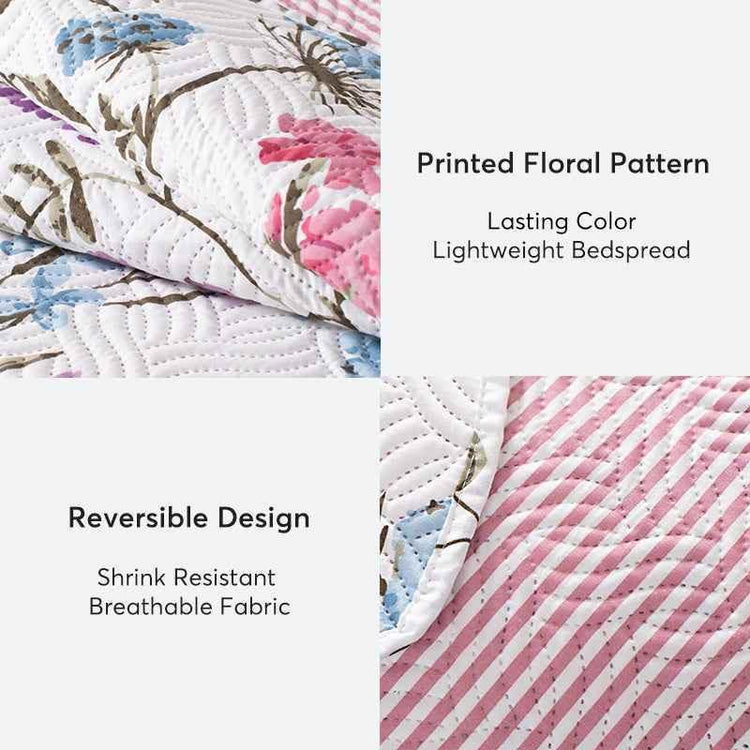Kasentex Floral Quilt Set - Lightweight & Reversible - Cozy & Stylish Bedding - Machine Washable, Room Decor, Graduation Gifts - GiFTiFY