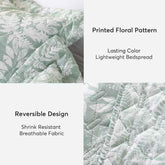 Kasentex Lightweight Botanical Green Floral Quilt Set - Light All Season Bedding, Room Decor, Graduation Gifts - GiFTiFY