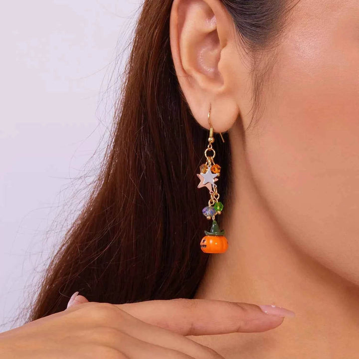 Halloween Asymmetrical Pumpkin Ghost Earrings - GiFTiFY