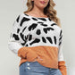 Plus Size Leopard Round Neck Long Sleeve Sweater - GiFTiFY