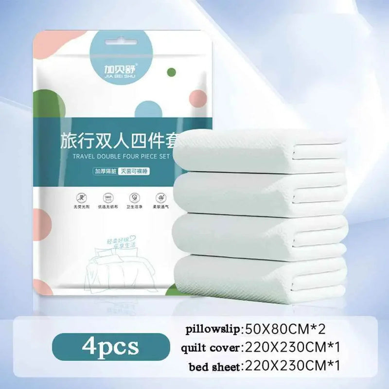 Disposable Travel Bedding Set Disposable Travel Bedding Set by Dropshee
