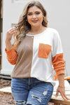 Plus Size Color Block Dropped Shoulder Blouse - GiFTiFY