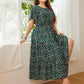 Honey Plus Size Floral Round Neck Short Sleeve Midi Dress - GiFTiFY