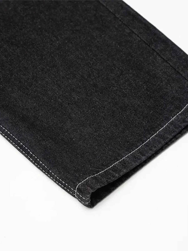 Men's Skeleton Embroidered Straight Leg Jeans - GiFTiFY