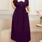 Plus Size Contrast Collar Short Sleeve Dress - GiFTiFY
