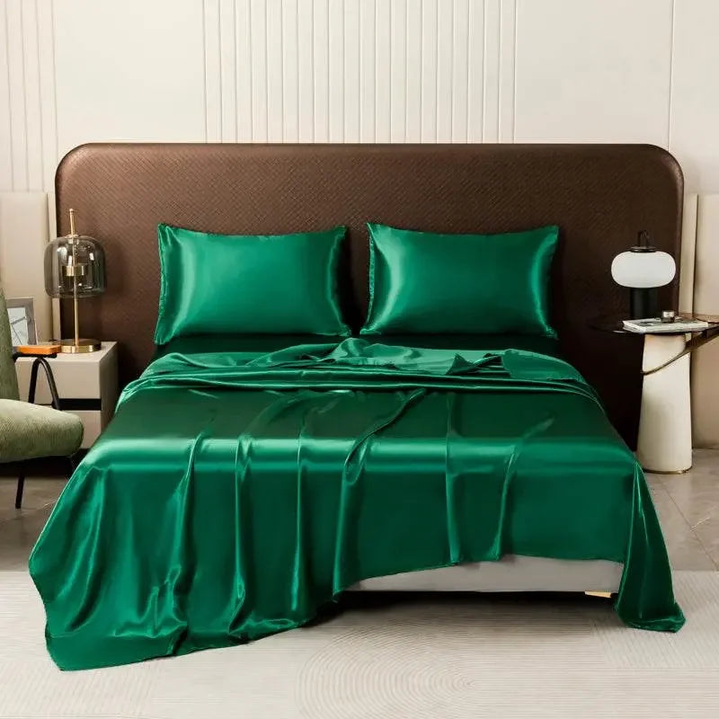 Purple Satin Flat Bed Sheet Set Bed Sheets by Dropshee