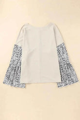 Plus Size Leopard Round Neck Long Sleeve Top - GiFTiFY