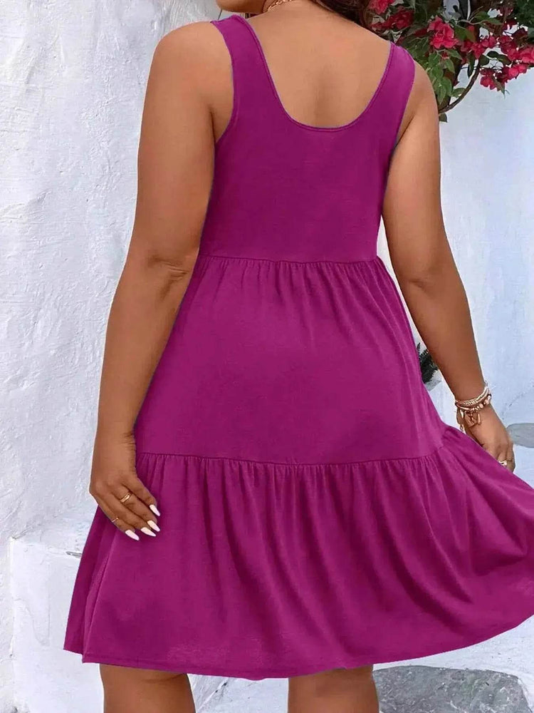 Plus Size Tiered Scoop Neck Tank Dress - GiFTiFY
