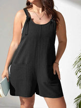 Plus Size Knotted Strap Romper with Pockets - GiFTiFY