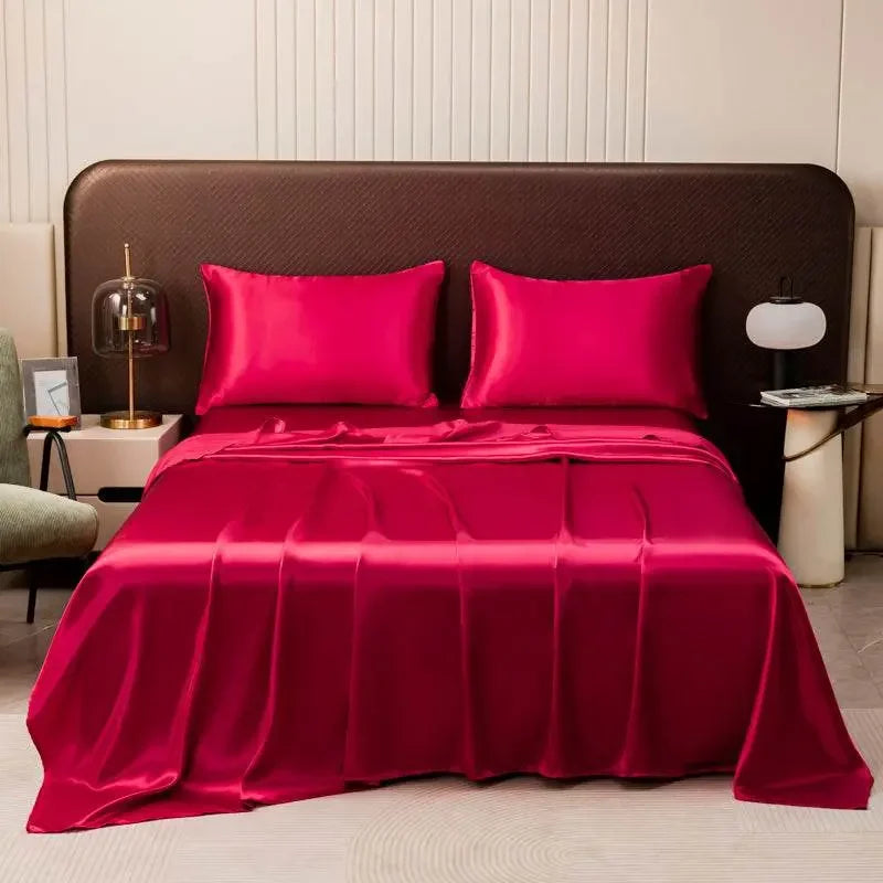 Purple Satin Flat Bed Sheet Set Bed Sheets by Dropshee