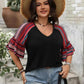 Plus Size V-Neck Flounce Sleeve Top - GiFTiFY