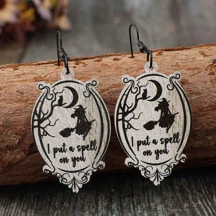Witch Wooden Dangle Earrings - GiFTiFY