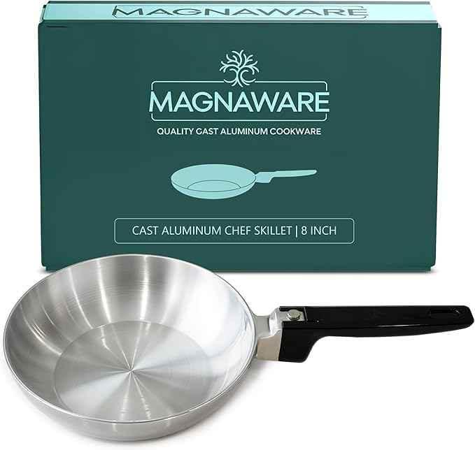 8-Inch Chef Skillet – Quick & Even Heat Distribution – Lightweight Cast Aluminum Frying Pan Home & Garden by MAGNAWARE
