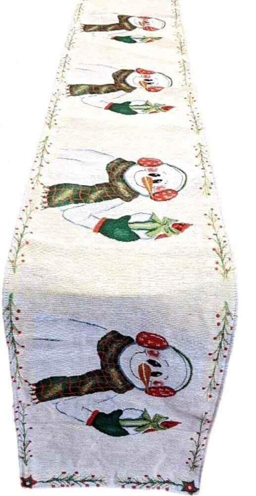 DaDa Bedding Magical Snowman Holiday Woven Tapestry Dining Table Runner (9733) Table Runners by DaDalogy Bedding Collection