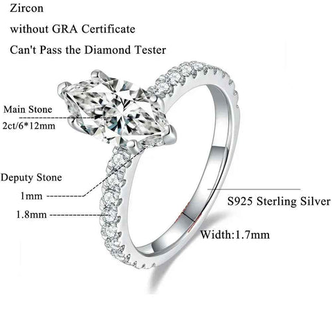 FEOBUR 2CT Marquise Moissanite Ring