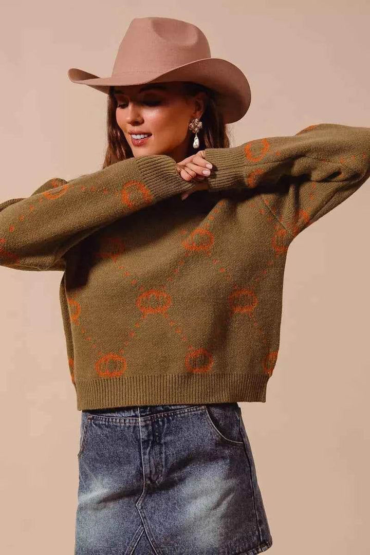SO ME Pumpkin Rhombus Halloween Thanksgiving Sweater - GiFTiFY