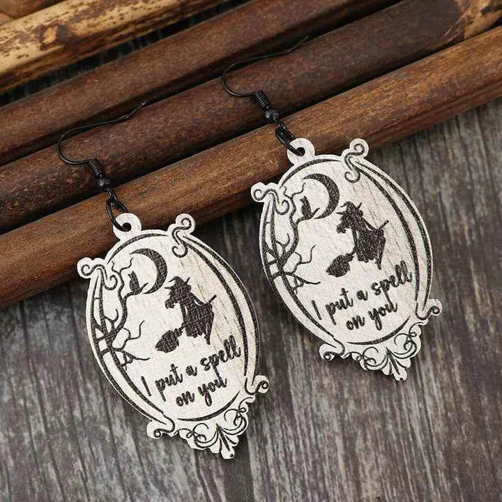 Witch Wooden Dangle Earrings - GiFTiFY