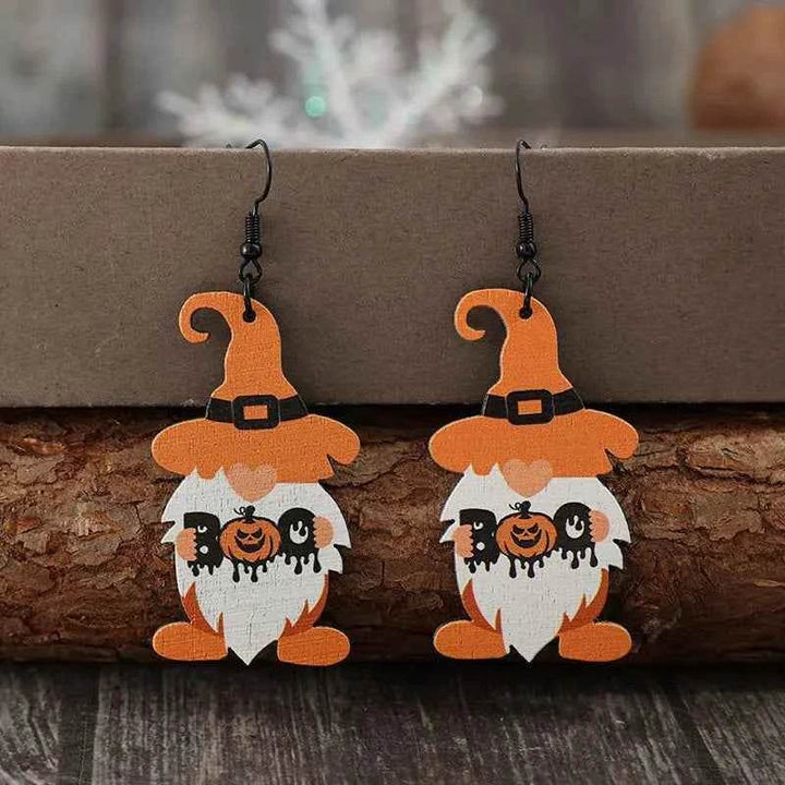 Wooden Dwarfs Pumpkin Dangle Earrings - GiFTiFY