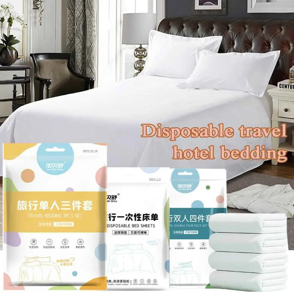 Disposable Travel Bedding Set Disposable Travel Bedding Set by Dropshee