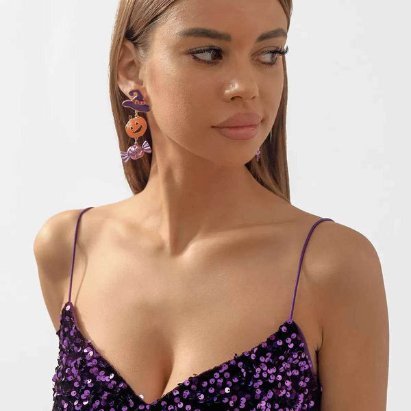 Halloween 18K Gold-Plated Alloy Pumpkin Earrings - GiFTiFY