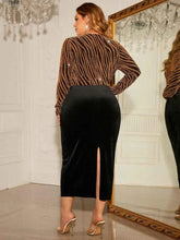 Honey Plus Size Surplice Neck Long Sleeve Slit Dress - GiFTiFY