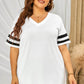 Plus Size Striped V-Neck Tee Shirt - GiFTiFY