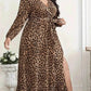 Plus Size Leopard Print Surplice Maxi Dress - GiFTiFY