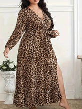 Plus Size Leopard Print Surplice Maxi Dress - GiFTiFY