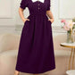 Plus Size Contrast Collar Short Sleeve Dress - GiFTiFY