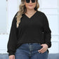Plus Size Ribbed V-Neck Long Sleeve Top - GiFTiFY