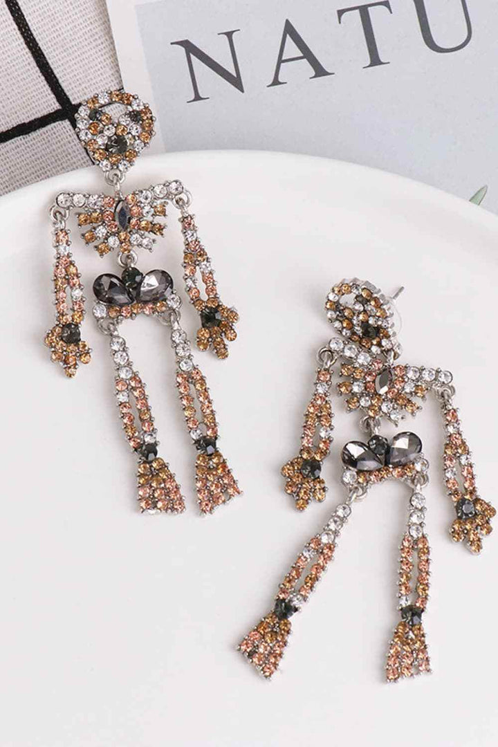 Skeleton Shape Glass Stone Dangle Earrings - GiFTiFY