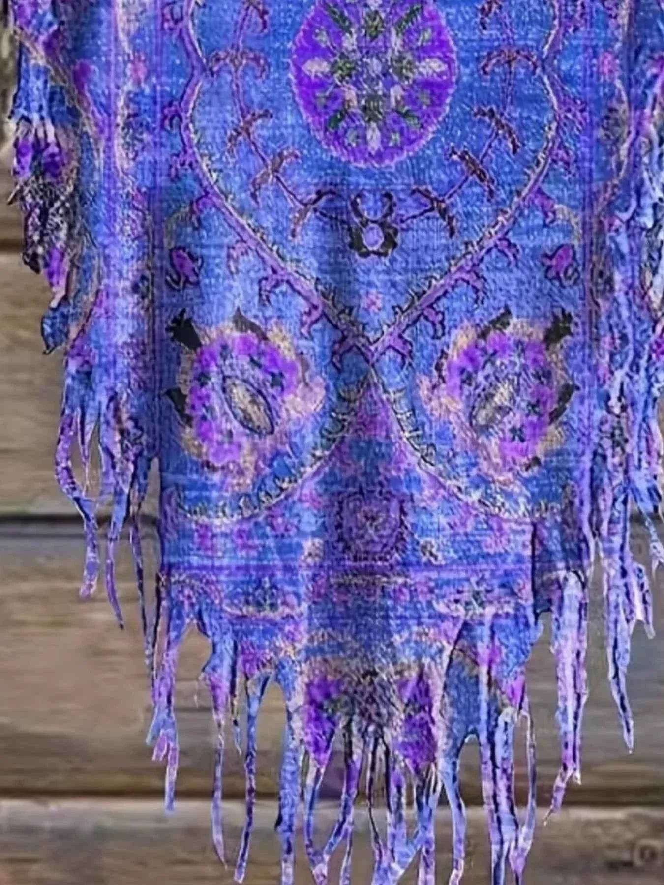 Plus Size Fringe Round Neck Cover Up - GiFTiFY