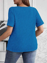 Plus Size V-Neck Short Sleeve Ribbed T-Shirt - GiFTiFY