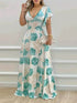 Plus Size Floral Print V-Neck Maxi Dress with Flutter Sleeves - GiFTiFY