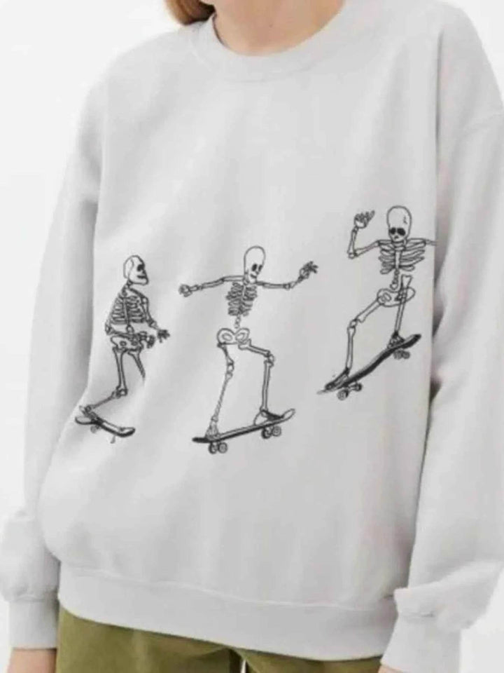 Skeleton Graphic Oversized Sweatshirt - GiFTiFY