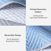 Kasentex Lightweight Reversible Stripe Quilt Set Bedding- Sky Blue and Ivory White, Room Decor, Graduation Gifts, Father&