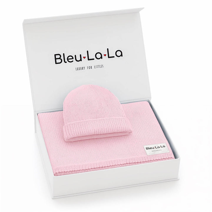 Luxe Collection 100% Organic Cotton Luxury Knit Baby Blanket + Hat Set with Gift Box - GiFTiFY