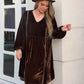 Plus Size V-Neck Balloon Sleeves Dress - GiFTiFY