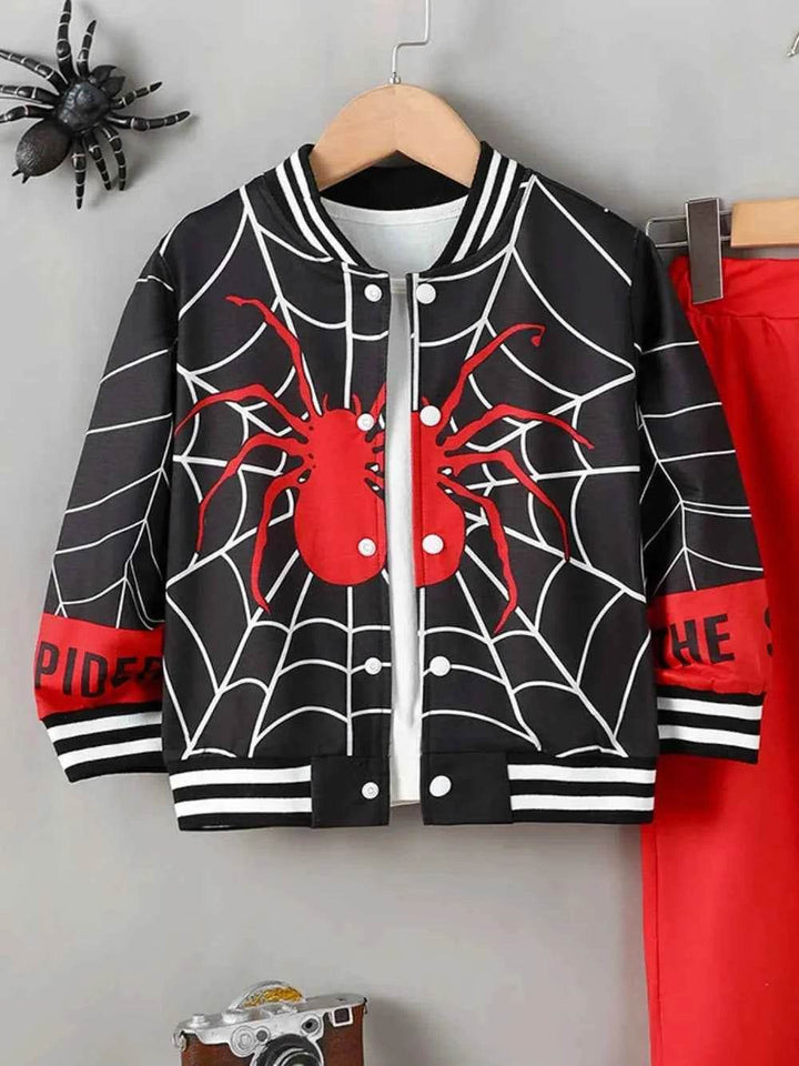 Spider Baseball Collar Top and Pants Set - GiFTiFY