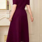 Plus Size Square Neck Puff Sleeve Midi Dress - GiFTiFY