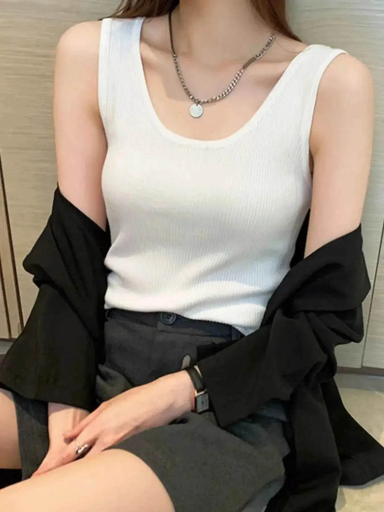 Plus Size Ribbed Scoop Neck Tank - GiFTiFY