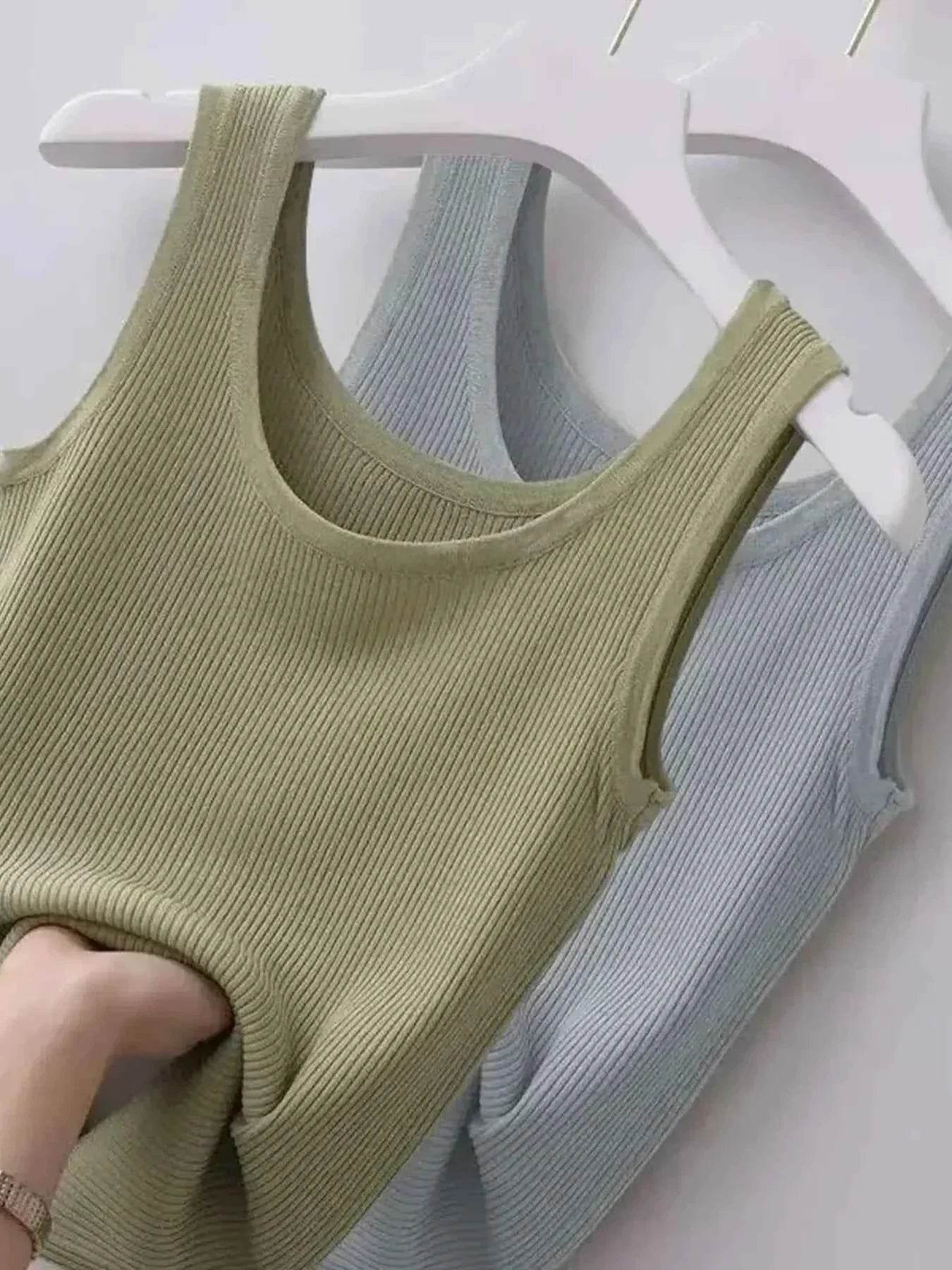 Plus Size Ribbed Knit Scoop Neck Tank Top - GiFTiFY