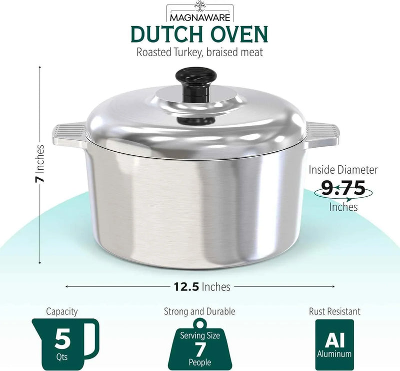 3 Quarts Round Dutch Oven with Lid Home & Garden by MAGNAWARE