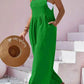 Plus Size Square Neck Wide Leg Overalls - GiFTiFY