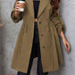 Honey Plus Size Lapel Collar Drawstring Roll-Tab Sleeve Trench Coat - GiFTiFY