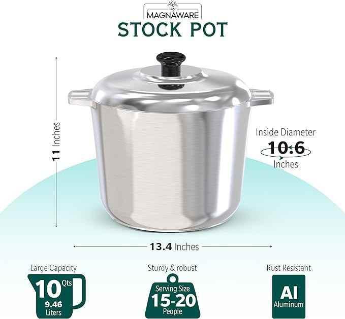 Stock Pot with Lid 10 Quarts Home & Garden by MAGNAWARE