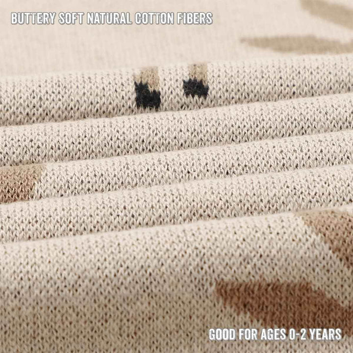 Luxury Cotton Deer Knit Swaddle Baby Blanket - GiFTiFY