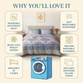 DaDa Bedding Bohemian Summertime White Blue Floral Paisley Bedspread Set (KSX-003) - GiFTiFY